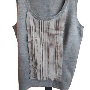 Women's vest by New York and Company, ruffled front bib detail